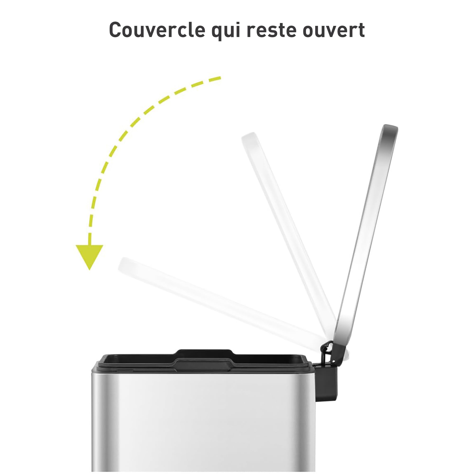 EKO Poubelle Cuisine Stella Slim 30L avec Pédale | Acier Inoxydable Anti-Traces | Design Compact | Fermeture Silencieuse Salle Bain