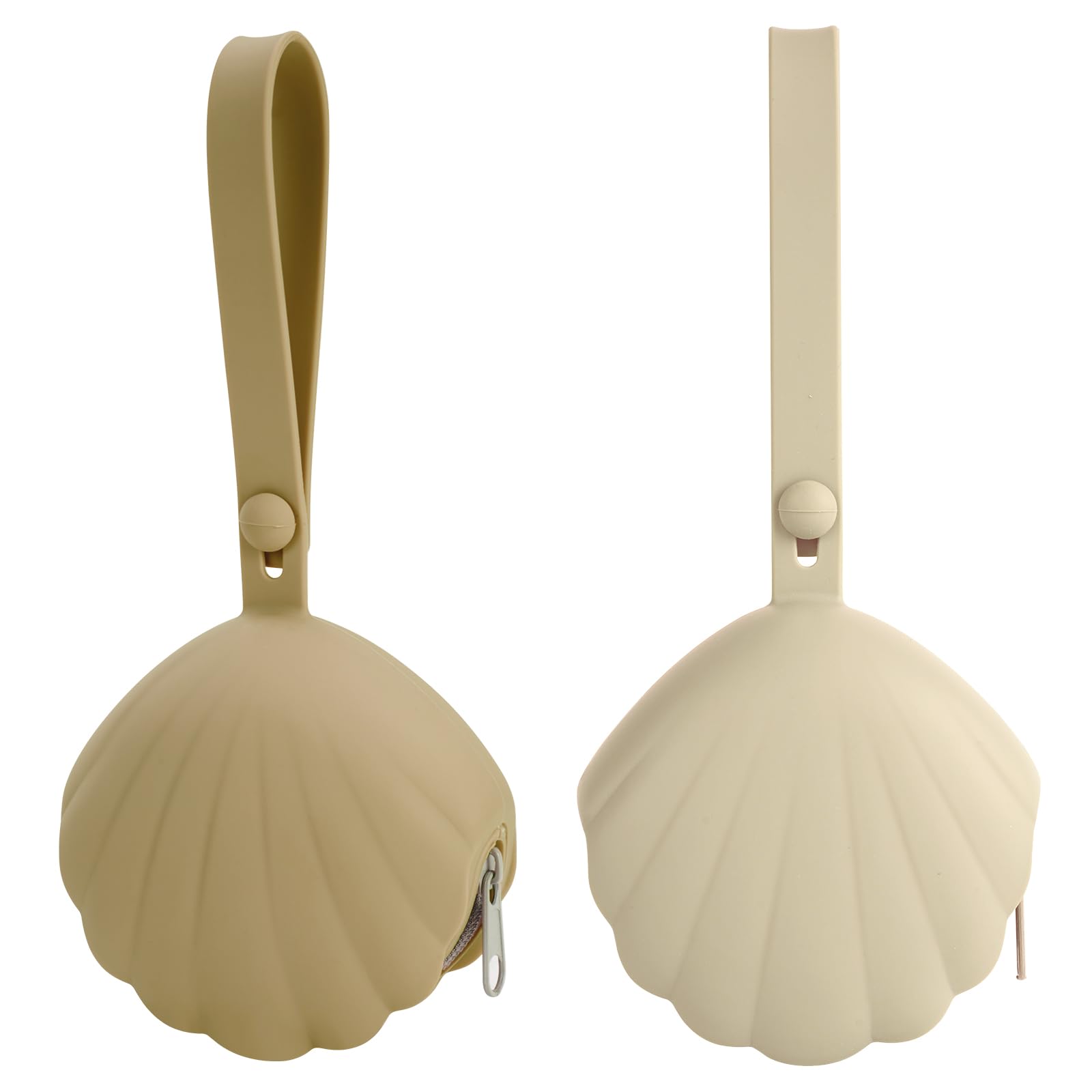 Lovbaby Silicone Pacifier Holder Case, Portable Leakproof Design Baby Pacifier Storage Case, BPA-Free, Easy Clean, 2 Pack (Sand+Light Grey)