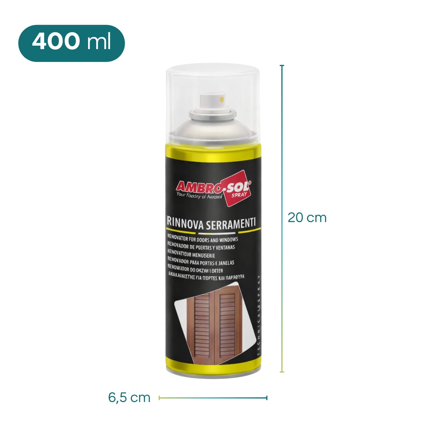 VIRSUS 12 Bombolette Rinnova Serramenti Spray da 400ml, Azione Protettiva per infissi Interni e Esterni, Spray Trasparente, Lucida porte e serramenti in Legno, Alluminio e Pvc