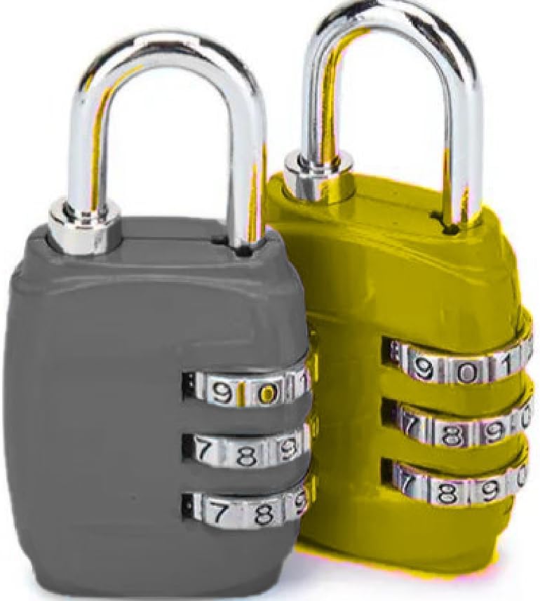 Miniatura 2 de Paquete de 2 cerraduras de combinación de 3 dígitos – Cerradura de equipaje reajustable para mochila, gimnasio, casillero escolar y viajes – Candado