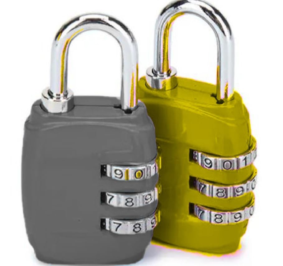 2 Pack Combination Lock 3-Digit – Resettable Luggage Lock for Backpack, Gym, School Locker & Travel – Secure Keyless Padlock for Fence, Hasp, Case (