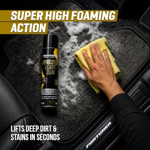 Image of Diamondbrite Upholstery Cleaner Foam Spray 400ml | Car Interior, Sofa & Carpet Cleaner | Fabric, Leather & Vinyl Stain Remover | Quick Dry Foaming Cleaner with Odour Removal
