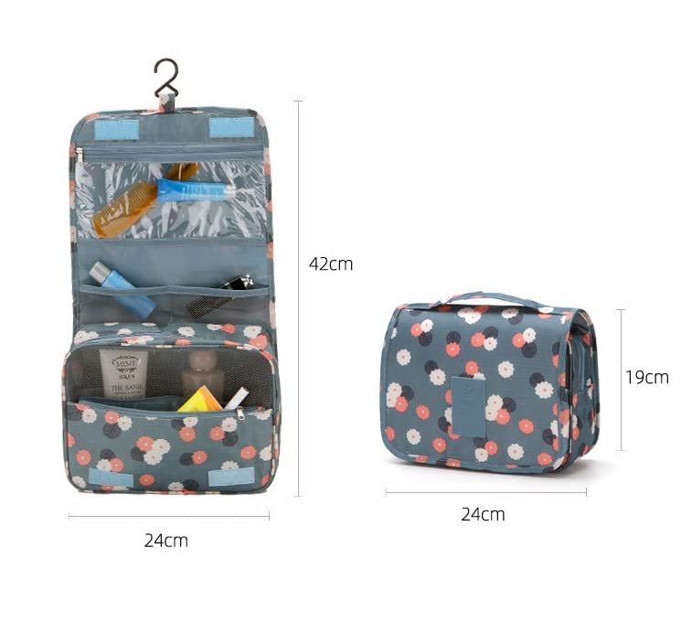 AUGEN Travel Cosmetic Bag With Hanging Hook, Portable Makeup Bag Organizer For Women, Water-Resistant Travel Essentials Toiletry Bag Accessories