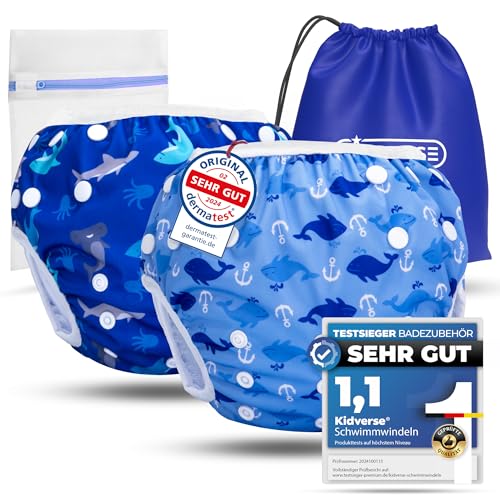 KIDVERSE 2er Set Schwimmwindel Baby 0-3 Jahre - Hautfreundliche...