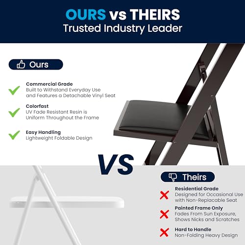 Image of Flash Furniture Hercules Series Folding Chairs for Weddings and Formal Events, Stackable Commercial Event Seats with 1,000-lb. Static Weight Capacity, Set of 4, Red Mahogany
