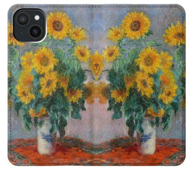 Étui iPhone 15 Plus Monet Tournesols - Housse clapet cuir - 3