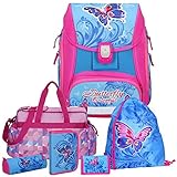 Set enthält: Hochwertigen Top LEICHT-SCHULRANZEN mit wunderschönem Schmetterling-Motiv in 3D. Das Schulranzen-Schloss ist zusätzlich mit einer LED-Leuchte ausgestattet, was bei Aktivierung anfängt, zu blinken --> für noch mehr Sicherheit im Straßenverkehr und bei Dunkelheit.