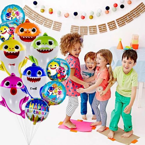 Funton LH002 10Pcs Baby Shark Helium Balloons With 10 Meter Ribbon, 26 Inches Baby Shark Balloons, Baby Shark Party Supplies thumb #4