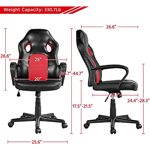 Yaheetech Video Gaming Chair Racing Chair Lumbar Support Desk Chair Ergonomic Computer Chair Swivel Task Chair Pu Leather Racing Style Support Black #TOP2
