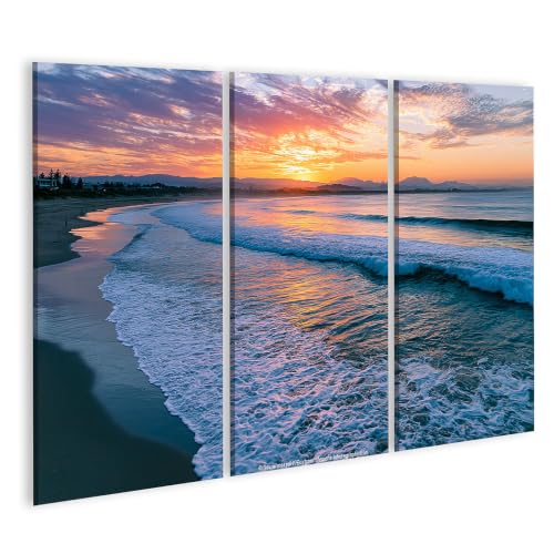 Toile coucher de soleil plage décoration murale salon triptyque nature 3 pièces