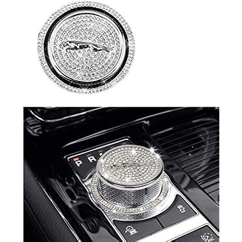 MAXDOOL Crystal Rhinestone Car Bling Accessories Gear Shift Knob Cover Decoration Trim Sticker for Jaguar XF XE XJ F-Pace (Silver) Cover