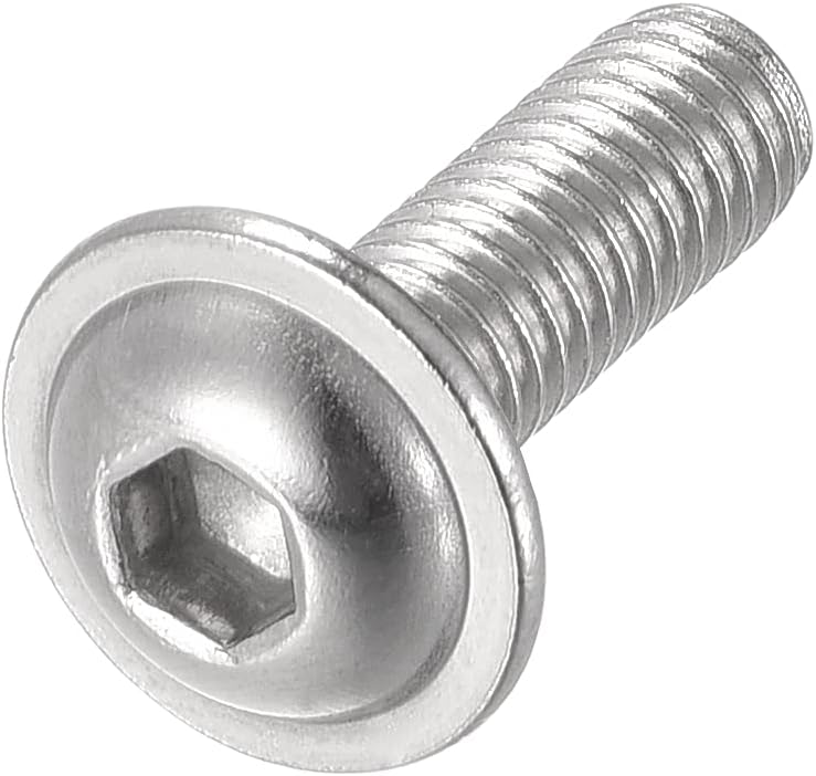 sourcing map Flanged Button Head Socket Cap Screws, M6*18mm Hex Socket Drive Screw, 304 Stainless Steel Fasteners Bolts - Image 4