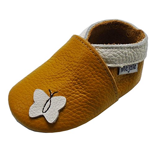 Image of Mejale Baby Shoes Soft Sole Leather Moccasins Cartoon Butterfly Infant Toddler First Walker Slippers
