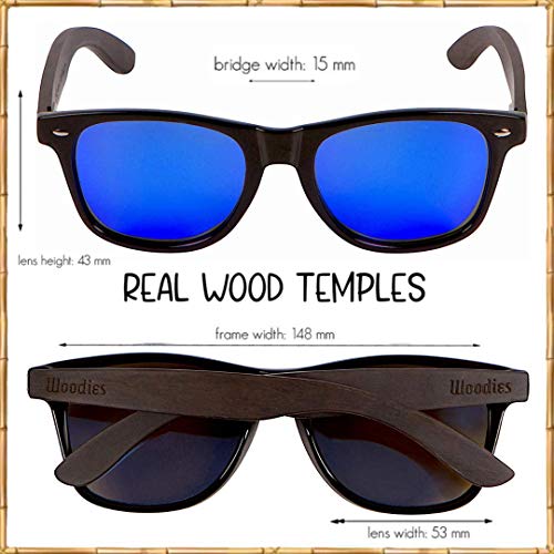 Woodies Zebra Wood Sunglasses With Electric Blue Mirrored Polarized Lens And Real Wooden Frame For Men And Women | 100% Uva/Uvb Protection #TOP1