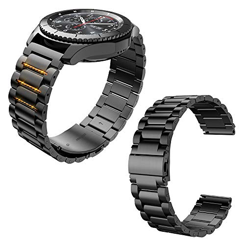 Hoco. Gear s3 Frontier Band,Samsung Gear s3 Watch Band 22/46mm Stainless Steel Band for Samsung Smart Sport Watch/Wrist Bracelet Metal Replacement for Samsung Gear S3 Frontier / S3 Classic（Black）