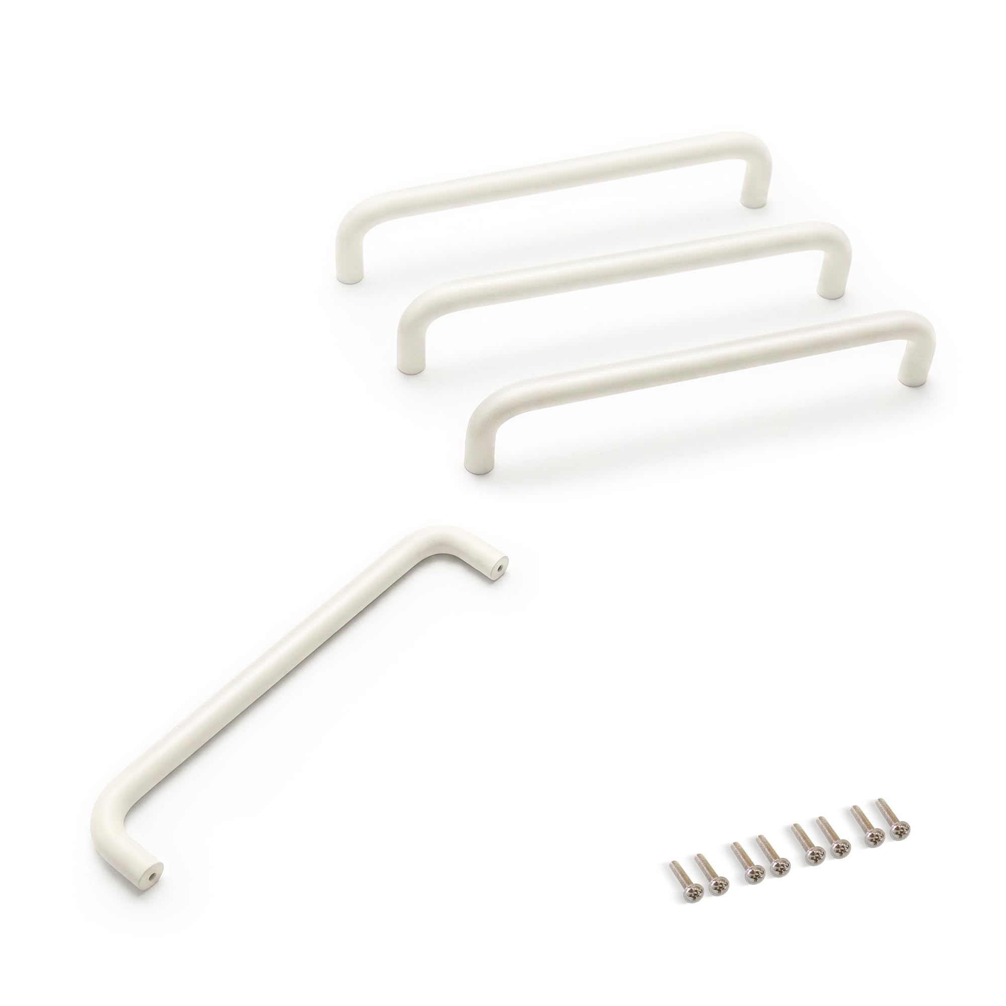 Buybestify White 4 Pack Warm Cream Curved Cabinet Handles - Modern Minimalist Aluminium Drawer Pulls For Kitchen, Wardrobe & Bathroom Furniture - 160Mm Hole Centre Spacing