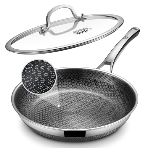 Non Stick Frying Pans, 12-inch with Lid, Hybrid Frying Pans Nonstick,non stick Skillets Stainless Steel, Dishwasher & Oven-Safe, Induction Compatible Cooking Pan, PFOA Free Cookware