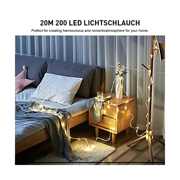 Auting 20M Lichterschlauch LED 200 LEDs, Lichterkette Aussen Warmweiß für Innen Außen Party Hochzeit Weihnachten… – Bild 5