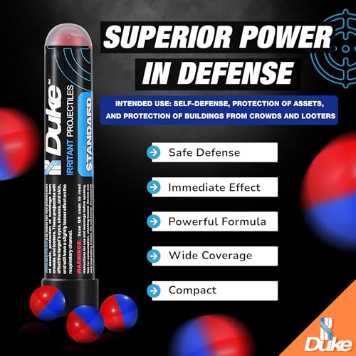 Image of Duke 68 Cal Pepper Ball Projectiles (1% PAVA + 1% CS) - Standard Irritant Projectiles, Non Lethal Pepper Gun Balls for Self Defense Weapons, Home Defense - Round, 3.2g - 3.4g