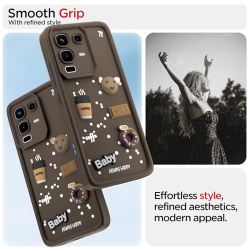 Image of Pikkme Back Cover for Infinix Note 50s 5G | 3D Bear Silicone Cute & Fun Coffee Cartoon | Full Body Protection Bumper Case (Brown)