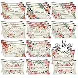 HSDSH 30Pcs Inspirational Quotes Makeup Bag Canvas Cosmetic Bags Encouragement Travel Toiletry Pouch Thanksgiving Appreciation Gifts for Women Mother’s Day Wedding