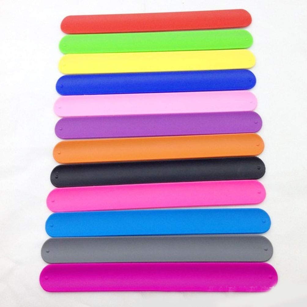 Iwinna Rainbow Silicone Slap Bracelets 6Pcs Mixed Color, Snap Bracelet Silicone Goodie Bag Fillers Teacher Rewards Fun Slap Bracelets Slap Bands Flip Bracelet Soft and Safe