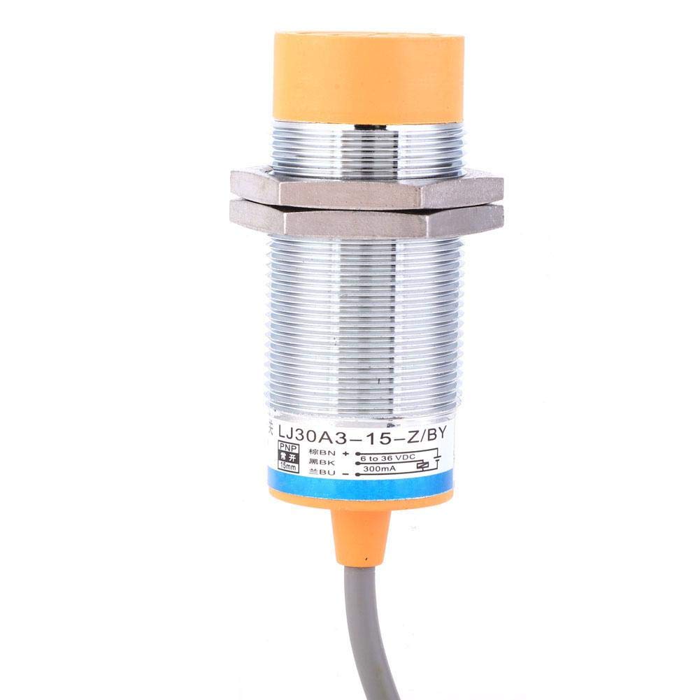 JYIO® LJ30A3-15-Z/BY 5 Stück Induktiver Näherungsschalter, 6-36VDC 3Wire PNP NO, Berührungsloser Schalter, Automatisch, Messing, 1-Weg, Durchsteckmontage, Arbeitskontakt, -30°C bis +65°C