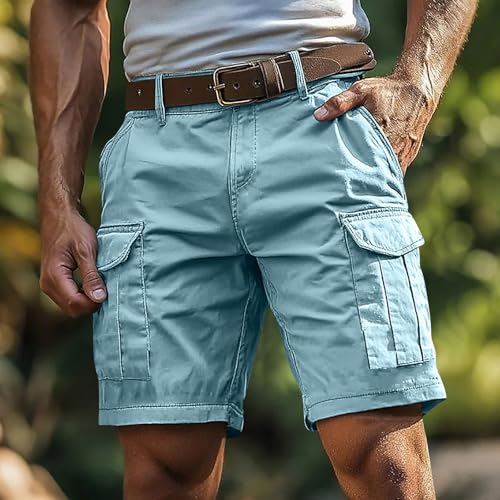 Image of Mens Hiking Cargo Shorts Baggy Lightweight Casual Twill Shorts Summer Outdoor Work Breathable Short Multi Pockets