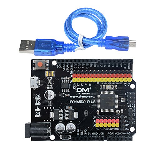 diymore Leonardo R3 Plus Microcontroller Scheda di Sviluppo microcontrollore I/O Micro Shield Module AT-me-ga32U4 per Leonardo R3 con Header e Cavo SPI I2C