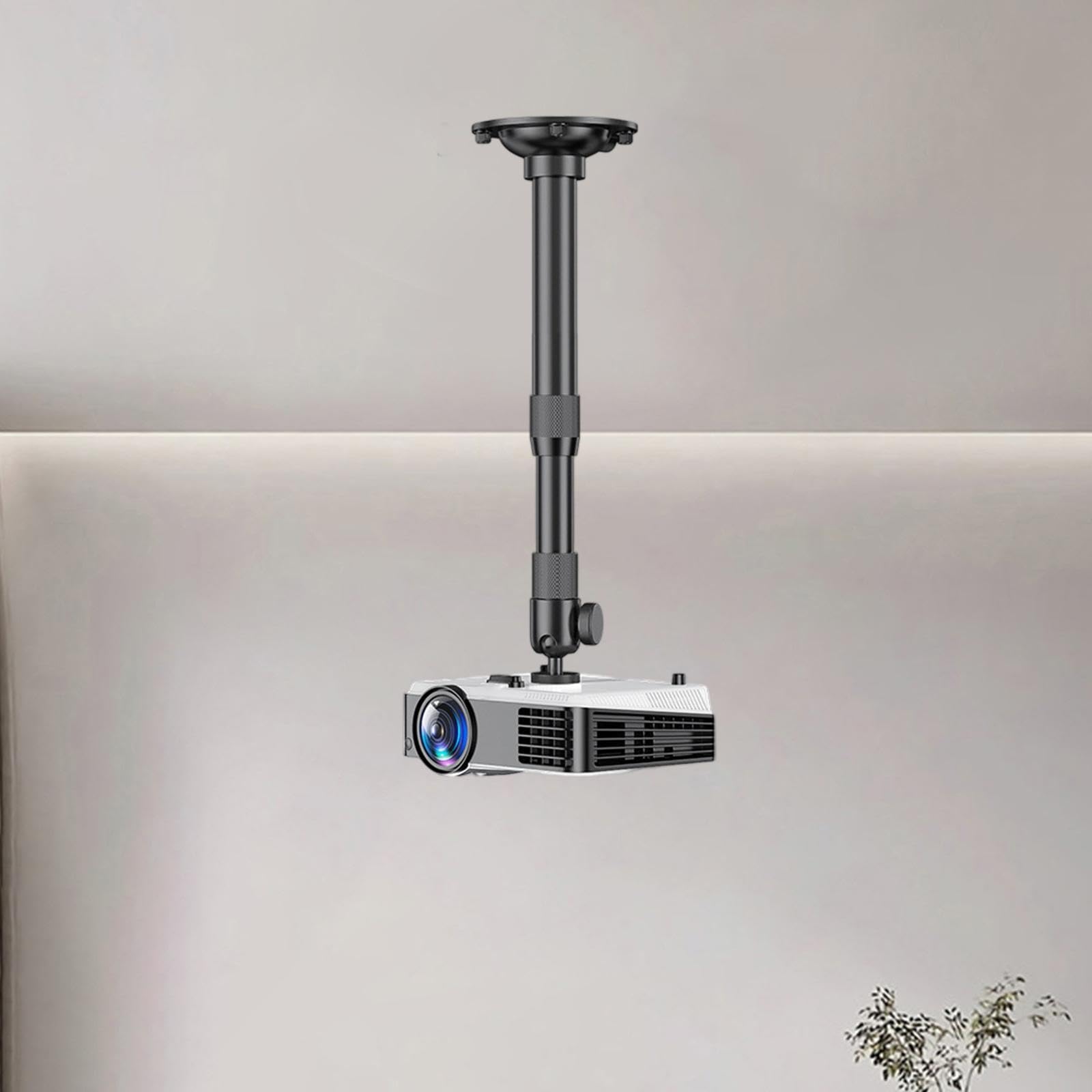 Supporto da soffitto per proiettore Regolabile, Struttura Robusta, Facile Installazione, Staffa in Metallo con Tubo telescopico per Soggiorno, da 60 a 120 Cm
