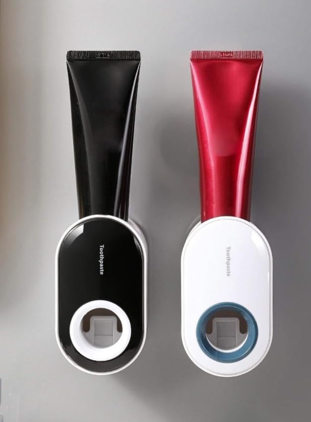 Dispensador de pasta de dientes para montaje en pared, dispensador automático de pasta de dientes para niños y ducha familiar (blancoazul océano, 1