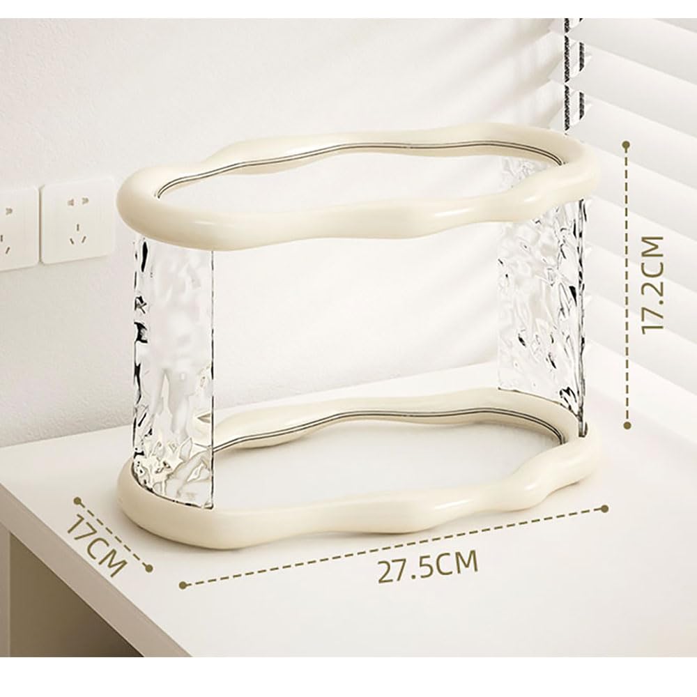 Bathroom Countertop Organizer, 2 Tier Bathroom Organizer and Storage, Acrylic Vanity Organizer Standing Holder shelf, Perfume Makeup Skincare Cosmetic Desk Organizer for Bedroom Dressing Table, White