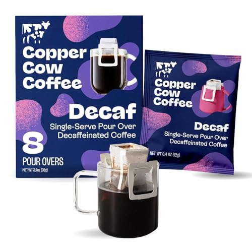 Copper Cow Coffee Premium Pour Over Coffee Decaf Single Serve Dark Roast