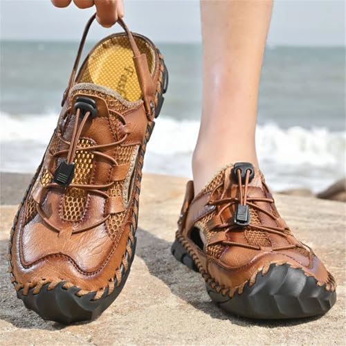 Men’S Classic Soft Leather Beach Sandals Outdoor Casual Slippers Fashion Lightweight Shoes With Slip-On Gladiator Design2