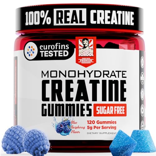 Old School Labs 5000mg Creatine Monohydrate Gummies, Optimized for Men and Women, Supports Lean Muscles & Recovery, Energy & Stamina - Real Creatine and Third Party Tested, 30 Servings, 120 Ct