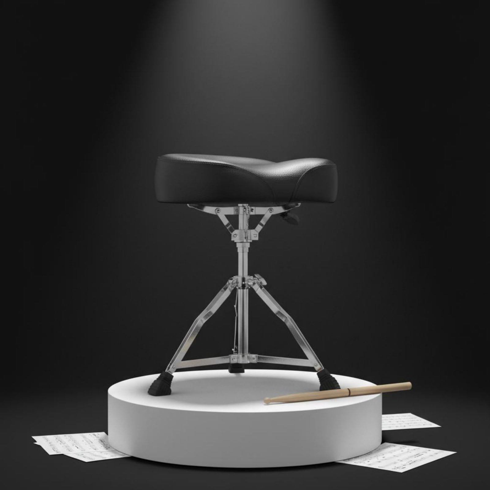 kowaku Asiento de Batería Ajustable Trono Sillín Taburete Almohadillado Regulable y Base Trípode de Metal para Ensayos, Azul, Taburete De Batería Tipo Silla De Montar con Ajuste De Presión De Aire