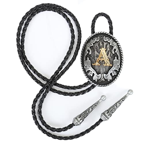 Wentur Bolo Tie For Men - Western Bolo Ties Alphabet Letter Abcdjmr To Z - Western Cowboy Initial Bolo Tie For Women Cowgirl (A) #TOP12