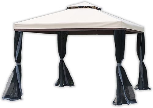 Mosquitera de repuesto para cenador, 4 paneles con cremallera para jardín, patio, patio trasero (10 x 10 pies, gris) (solo red)