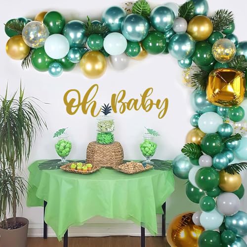 Image of Dark Green and Gold Balloons,60 Packs 12 Inch Metallic Green Gold Confetti Balloons for Birthday, Graduation, St. Patrick's Day, Baby Shower, Jungle Sarfari Party Decorations