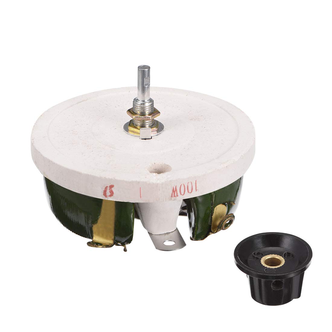 sourcing map Potenciómetro De Cerámica Bobinado Resistencia De Reóstato Variable 100W 1K Ohm Con Perillas