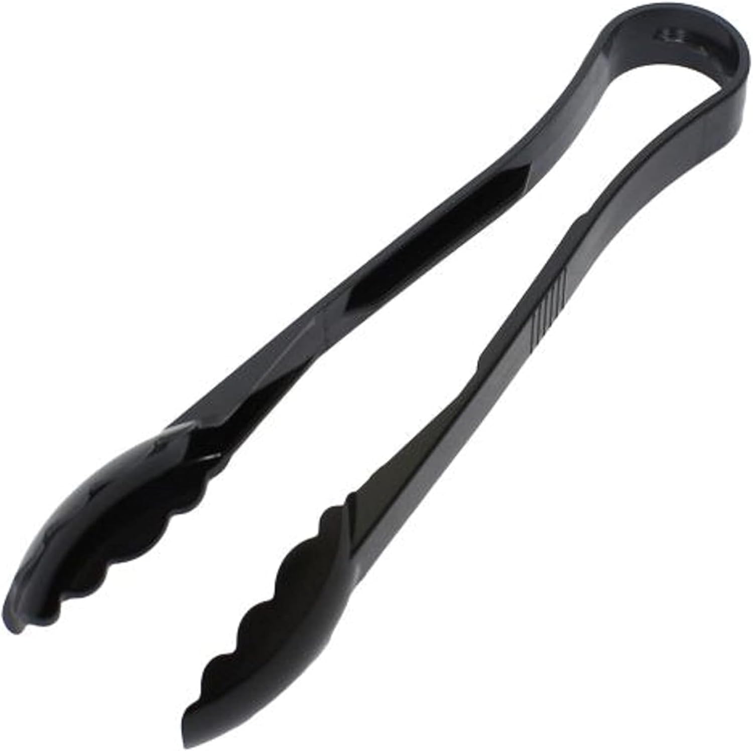 TrueCraftware- 12" Scallop Grip Utility Tong Polycarbonate Black Color Set of 6- Serving Tong Kitchen Tong Utensil Cooking Tongs Buffet Tongs Ice Tongs for Buffet Catering Home Kitchen Restaurants