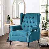 Altrobene Pushback Recliner Chair, Modern Accent Arm Chair, Fabric Wingback Chair for Living Room Be