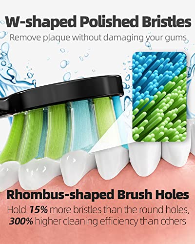 7Am2M US-AM100-NEW-MIDNIGHT BLACK Ultrasonic Electric Toothbrush With 6 Brush Heads For Adults&Kids, One Charge For 90 Days, Wireless Fast Charge thumb #4