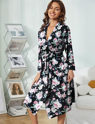 ENJOYNIGHT Women's Robes Set Sexy V-Neck 2 Piece Lingerie Nightgown With Robes Pajama Set Lace Cami Sleepwear3