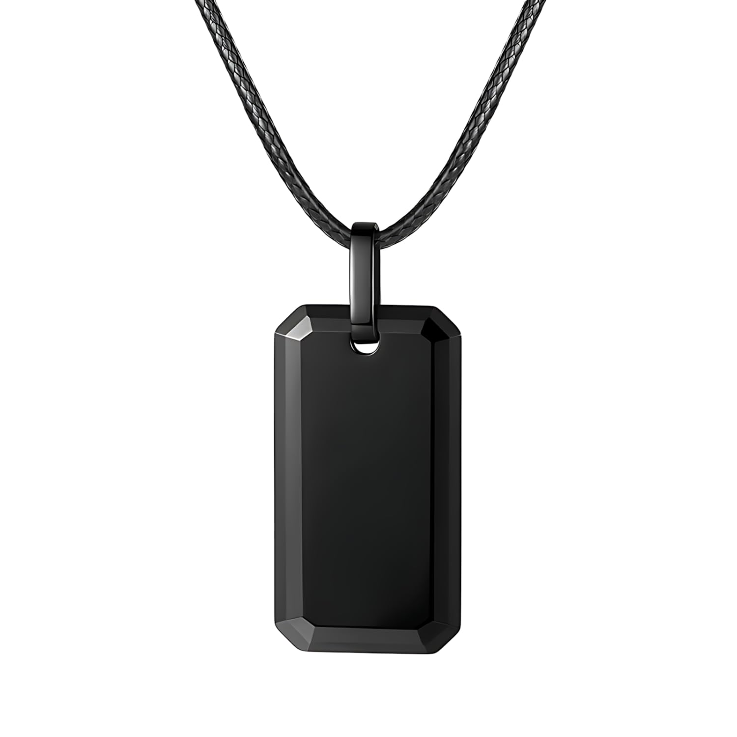 Engravable Tungsten Carbide Dog Tag Necklace – Customizable Text & Images, Durable & Stylish, Personalized Military Pendant with Leather Cord | Ideal Jewelry Gift for Men