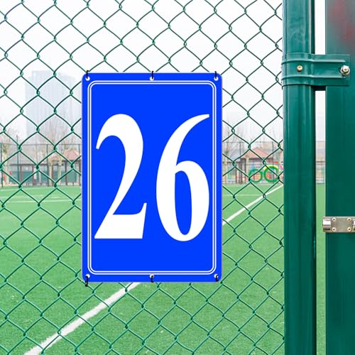 Image of Premium Aluminum Number Signs 26, Metal 12 inch X 8 inch Blue Numbered Signs Outdoor for Parking Lots, Floor, Dock, Court, Aisle, Field, High Visibility, No Fade, Weather-resistant