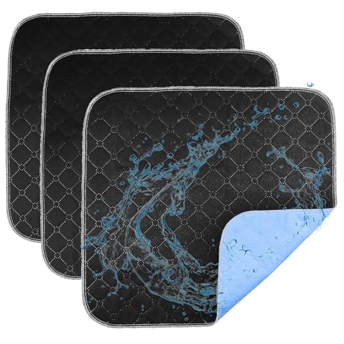 3 Stück Waschbare Inkontinenz Sitzauflage, Inkontinenzunterlage Waschbar 50x50cm, wasserdichte & Saugstarke Unterlage für Rollstuhl, Auto, Sofa -...