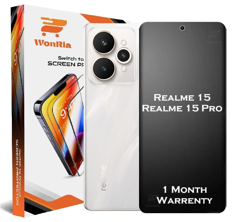 Image of WonRia Pack 1 - Matte Screen Guard Protector For Realme 15 | Realme 15 Pro 5G Unbreakable Membrane | Flexible TPU Matte Film | Edge to Edge Installation Kit | Transparent