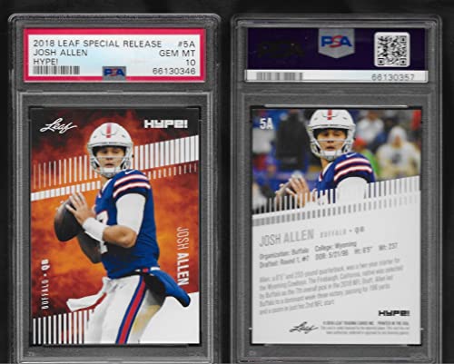 PSA 10 JOSH ALLEN ROOKIE LEAF HYPE GRADED PSA GEM MINT 10 BILLS H...