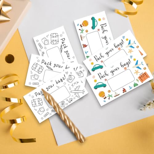 Image of PLIGREAT 120 Pieces Surprise Travel Scratch Off Cards Stickers Holiday Blank Gift Scratch Cards Pack Your Bags Travel Scratch Card DIY Scratch Off Prizes for Birthday Wedding Events Supplies
